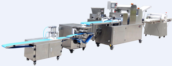 kopen Het Materiaal van de broodproductie, driemaal Rolling Gebakjeproductielijn voor Gebraden Pannekoek online vervaardiging