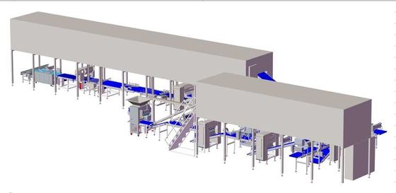 kopen ZKSD600 de volledige automatische de lamineringslijn van het gebakjebrood met 2 auto.freezers boven de machines en divers maakt omhoog lijnen online vervaardiging